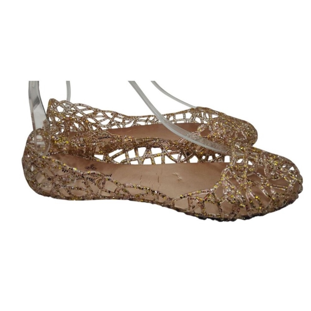Vivienne Westwood Melissa ANGLOMANIA Glittering Gold Jelly Sandals - Picture 3 of 11